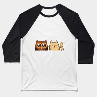 a cat and an owl Baseball T-Shirt